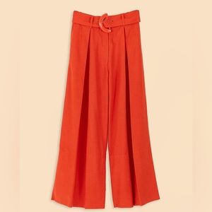 Farm Rio Orange Pleated Pants